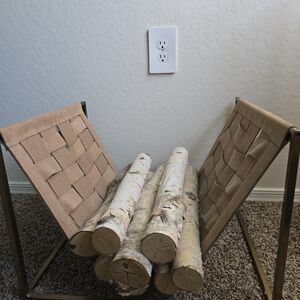 Pottery Barn Tan Log Holder